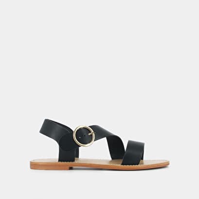 Sandales asymétriques en cuir noir