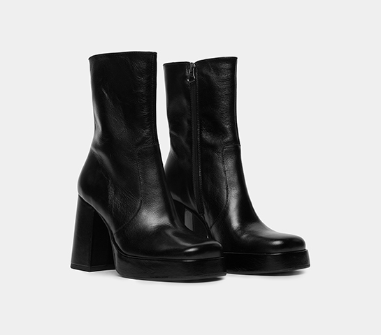 Bottines Montantes Femme Marsell En Cuir Vieilli Noir - Taille 39.5 (US 9.5) - Italie - Occasion