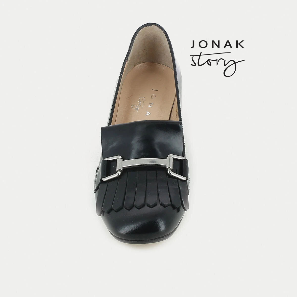 Mocassins noir à talon avec mors et patte frangée | VALVI | Jonak