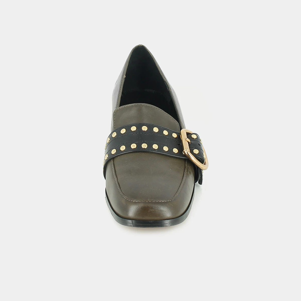 Mocassins &agrave; petits talons en cuir kaki | CRUISE | Jonak