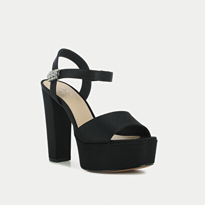 Sandales en textile noir à talon haut | TAM | Jonak
