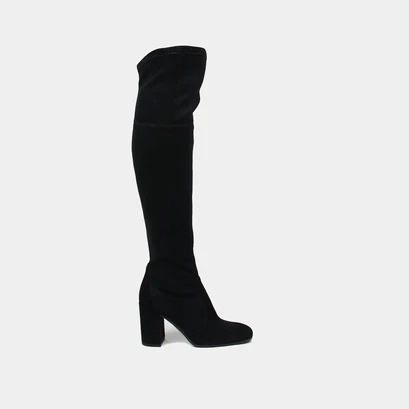 Cuissardes &agrave; talons en velours stretch noir | MILO | Jonak