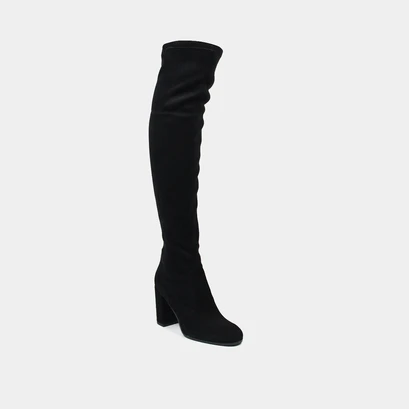 Cuissardes &agrave; talons en velours stretch noir | MILO | Jonak