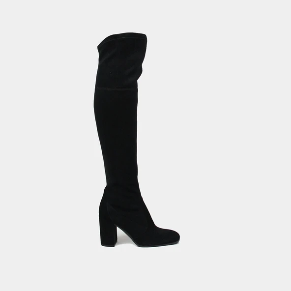 Cuissardes à talons en velours stretch noir | MILO | Jonak