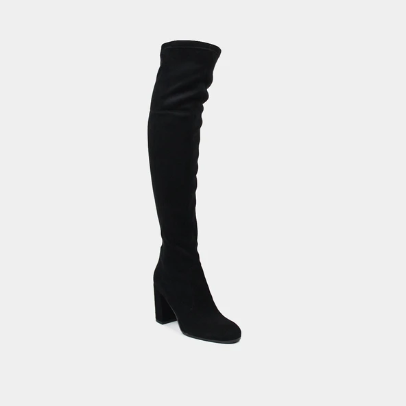 Cuissardes à talons en velours stretch noir | MILO | Jonak