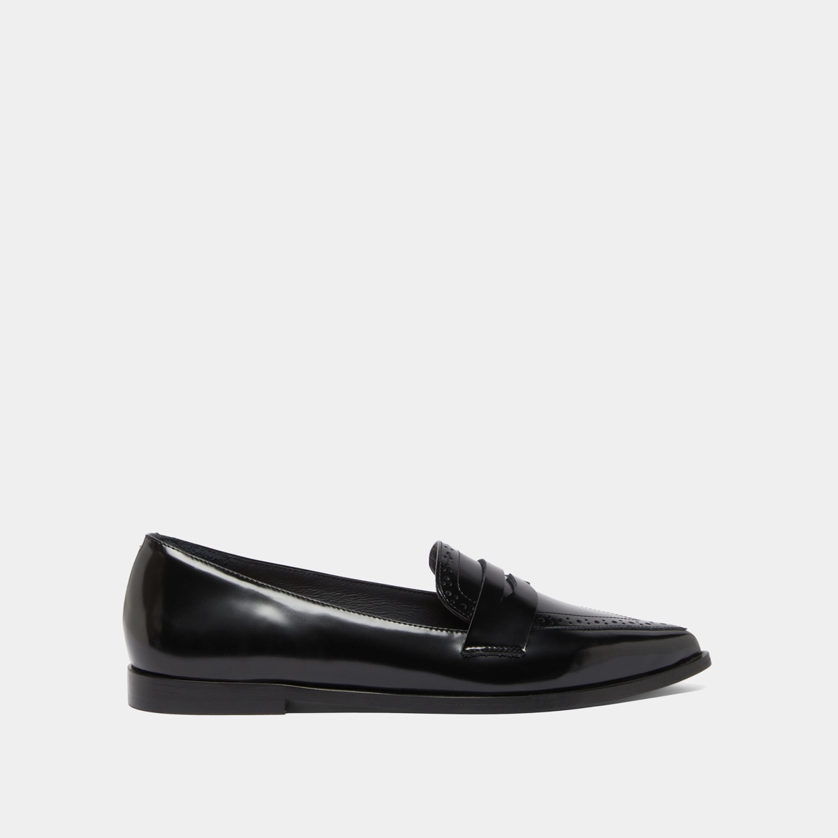Mocassins &agrave; bouts pointus en cuir glac&eacute; noir | DALINA | Jonak