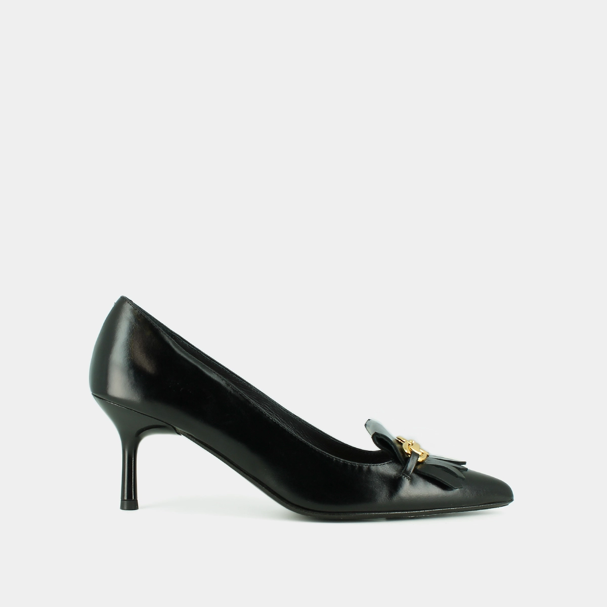 Escarpins à mors dorés en cuir noir | DELBA | Jonak