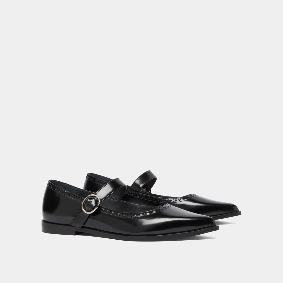 Ballerines à bouts pointus en cuir glacé noir | DEMIA | Jonak