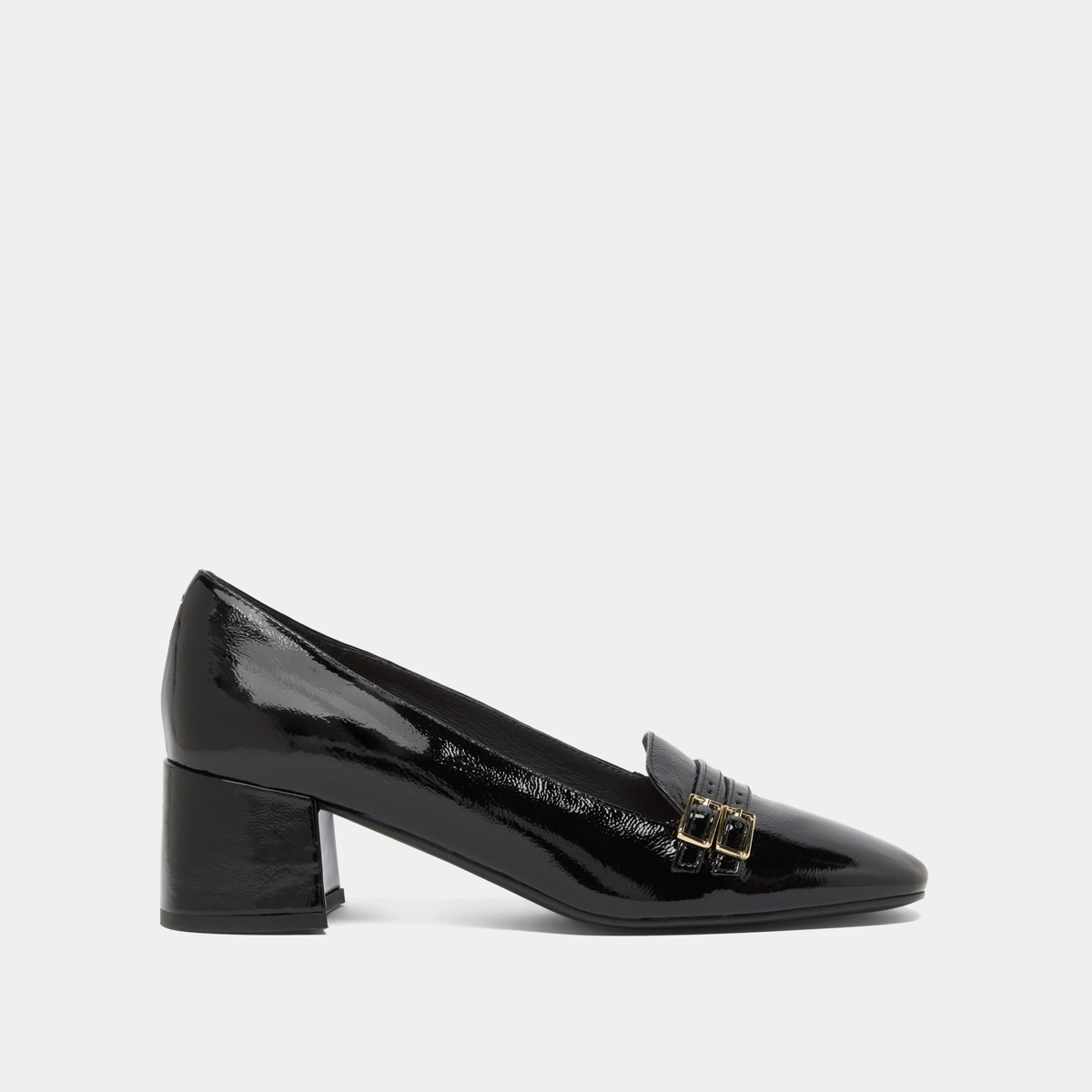 Ballerines à talons en vernis plissé noir | DENARIO | Jonak
