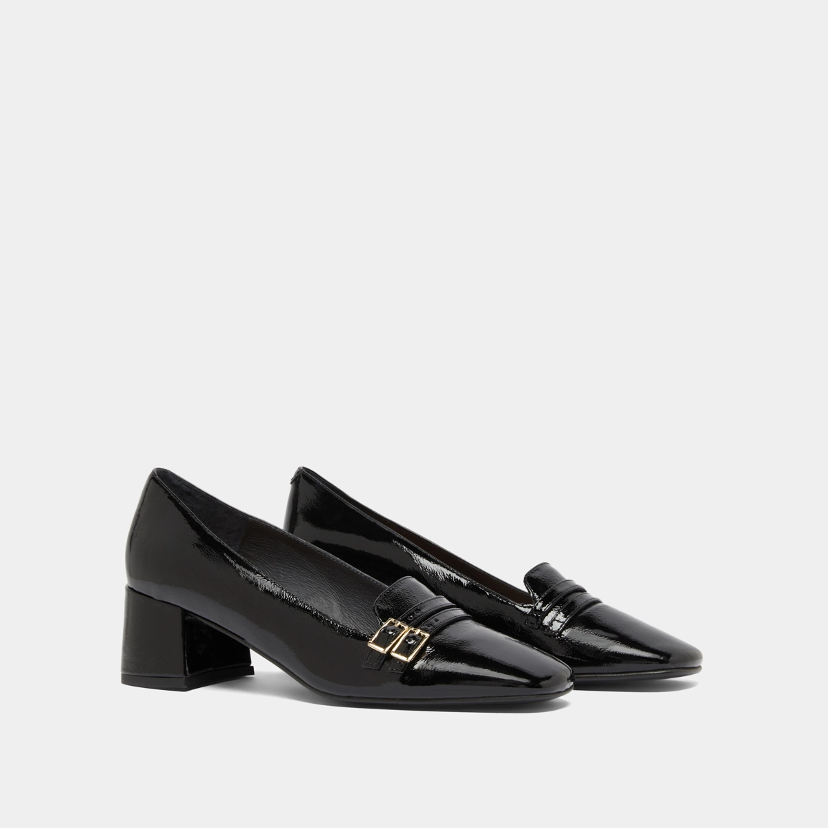 Ballerines à talons en vernis plissé noir | DENARIO | Jonak