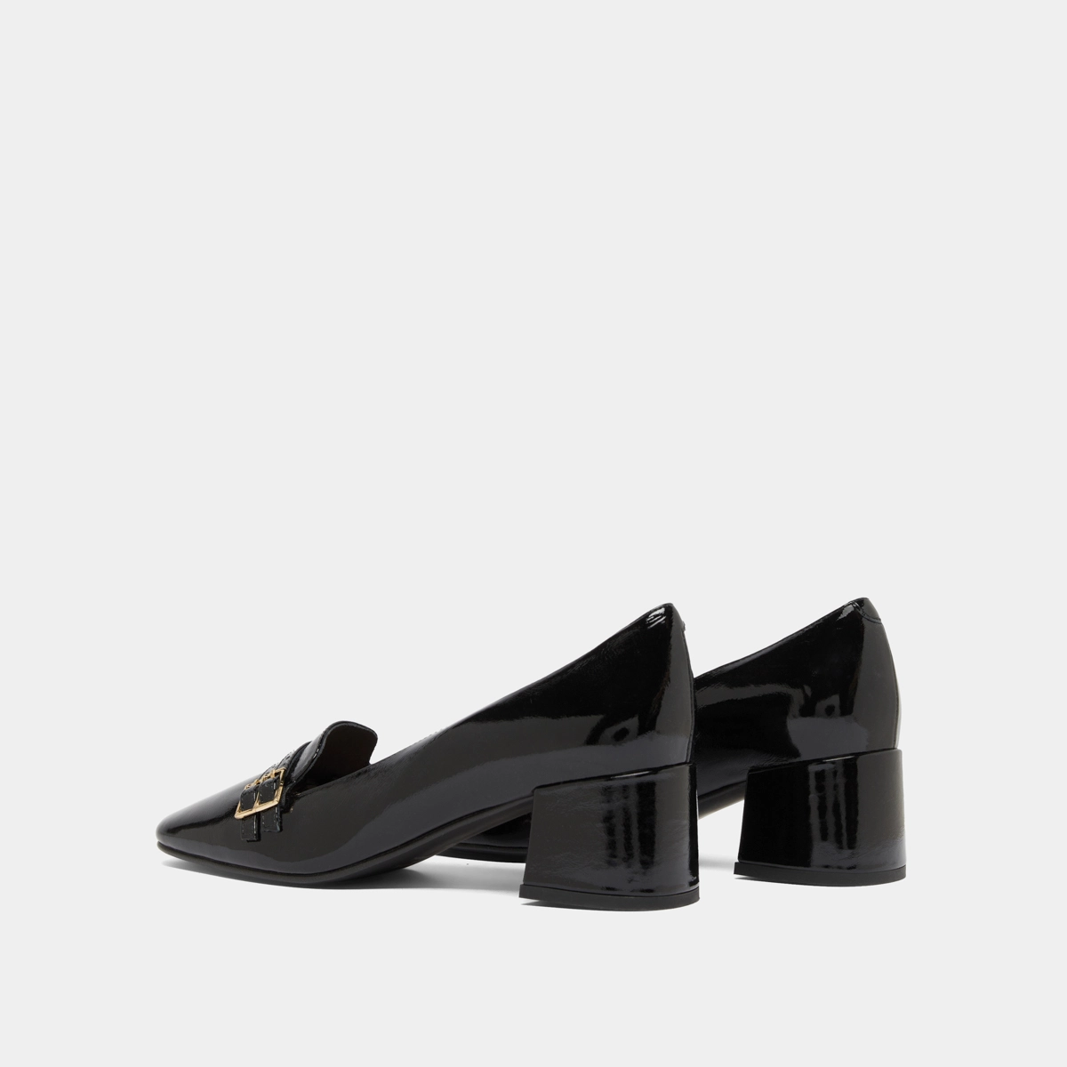 Ballerines à talons en vernis plissé noir | DENARIO | Jonak