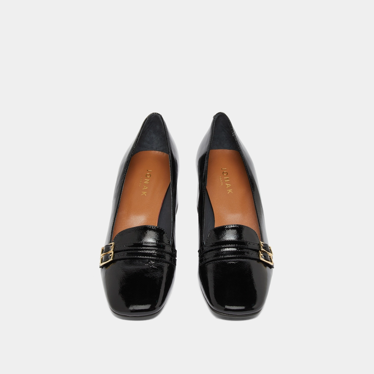 Ballerines à talons en vernis plissé noir | DENARIO | Jonak