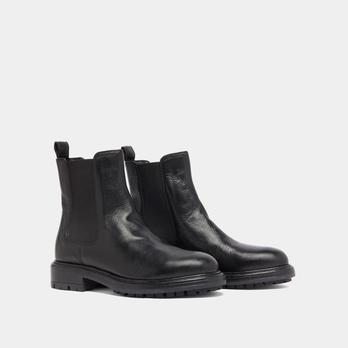 Boots à élastiques et semelles crantées en cuir grainé noir | CELINA | Jonak