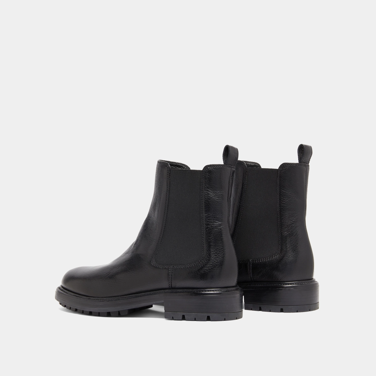 Boots à élastiques et semelles crantées en cuir grainé noir | CELINA | Jonak