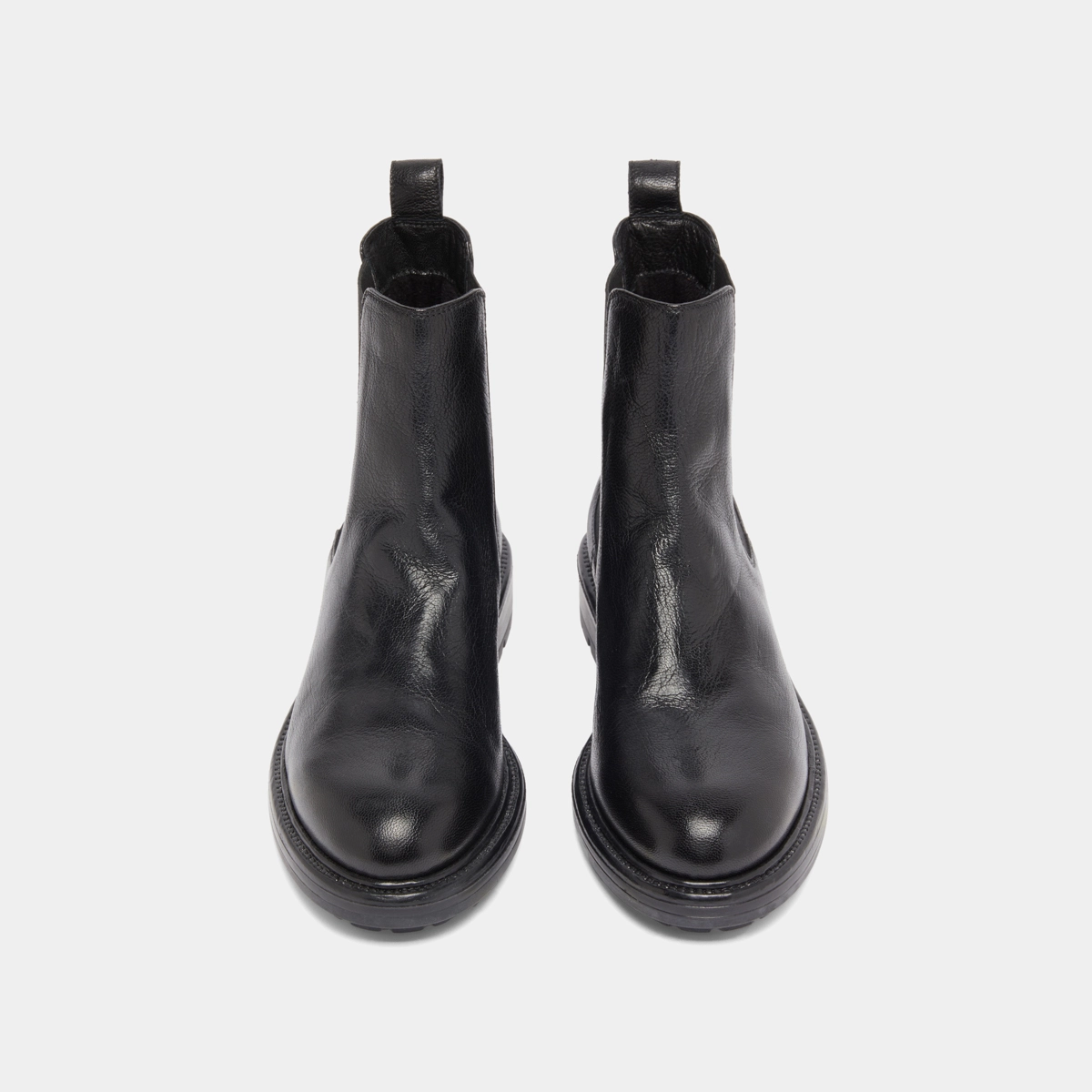 Boots à élastiques et semelles crantées en cuir grainé noir | CELINA | Jonak