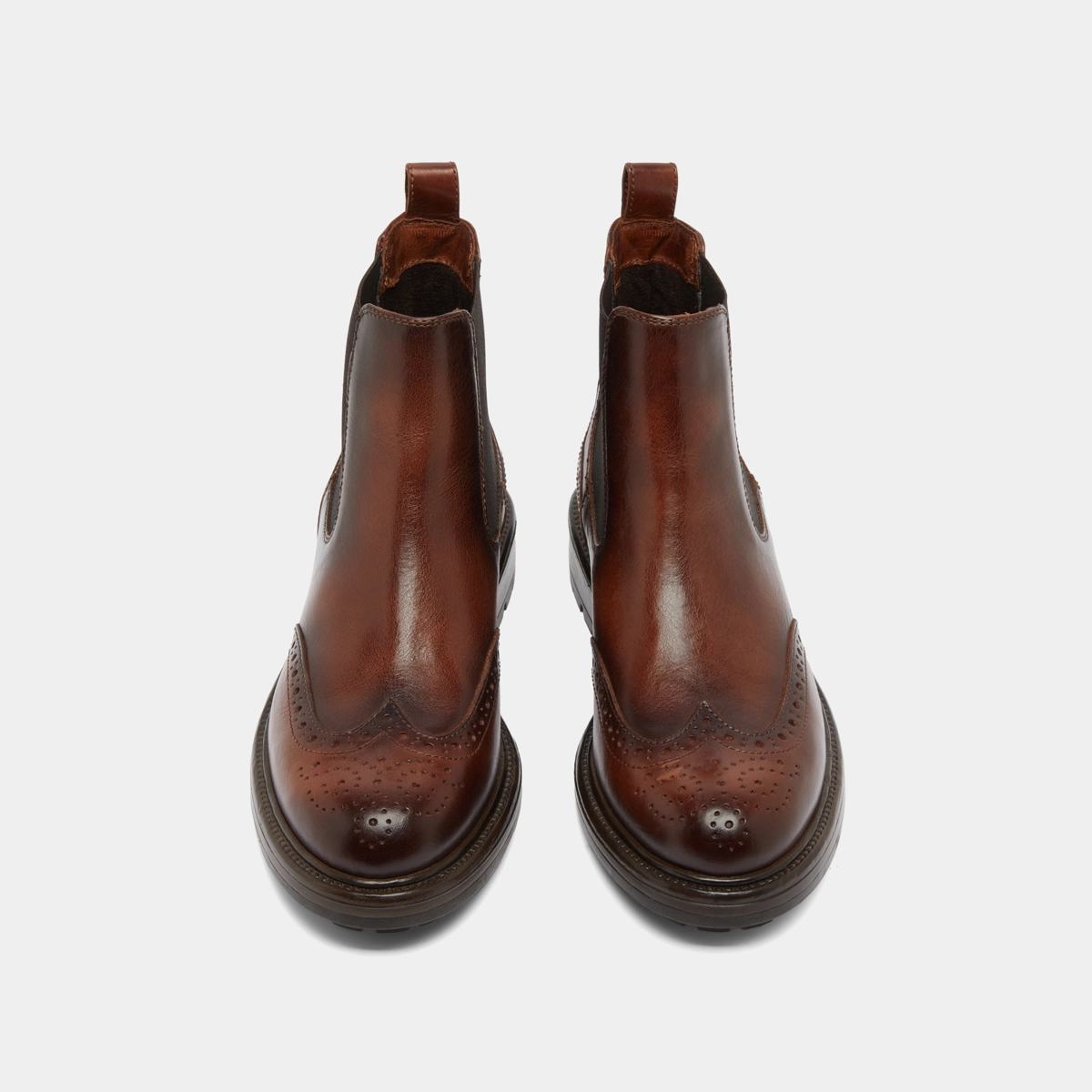 Boots à semelles crantées en cuir patiné cognac | CELIA | Jonak