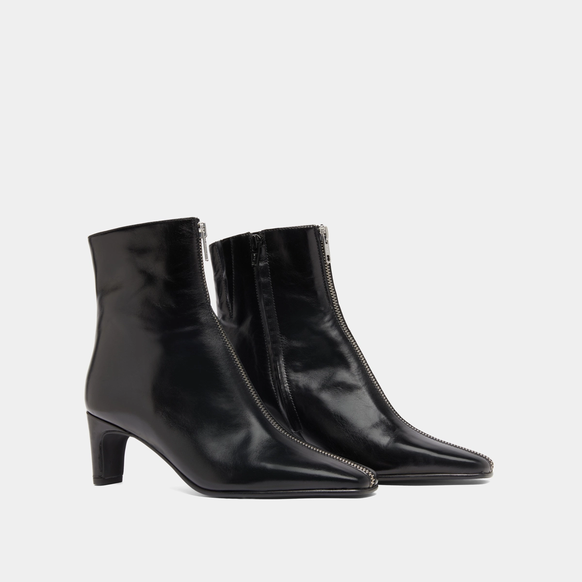 Bottines à talons et fermetures éclairs ... en cuir noir | DANZA | Jonak