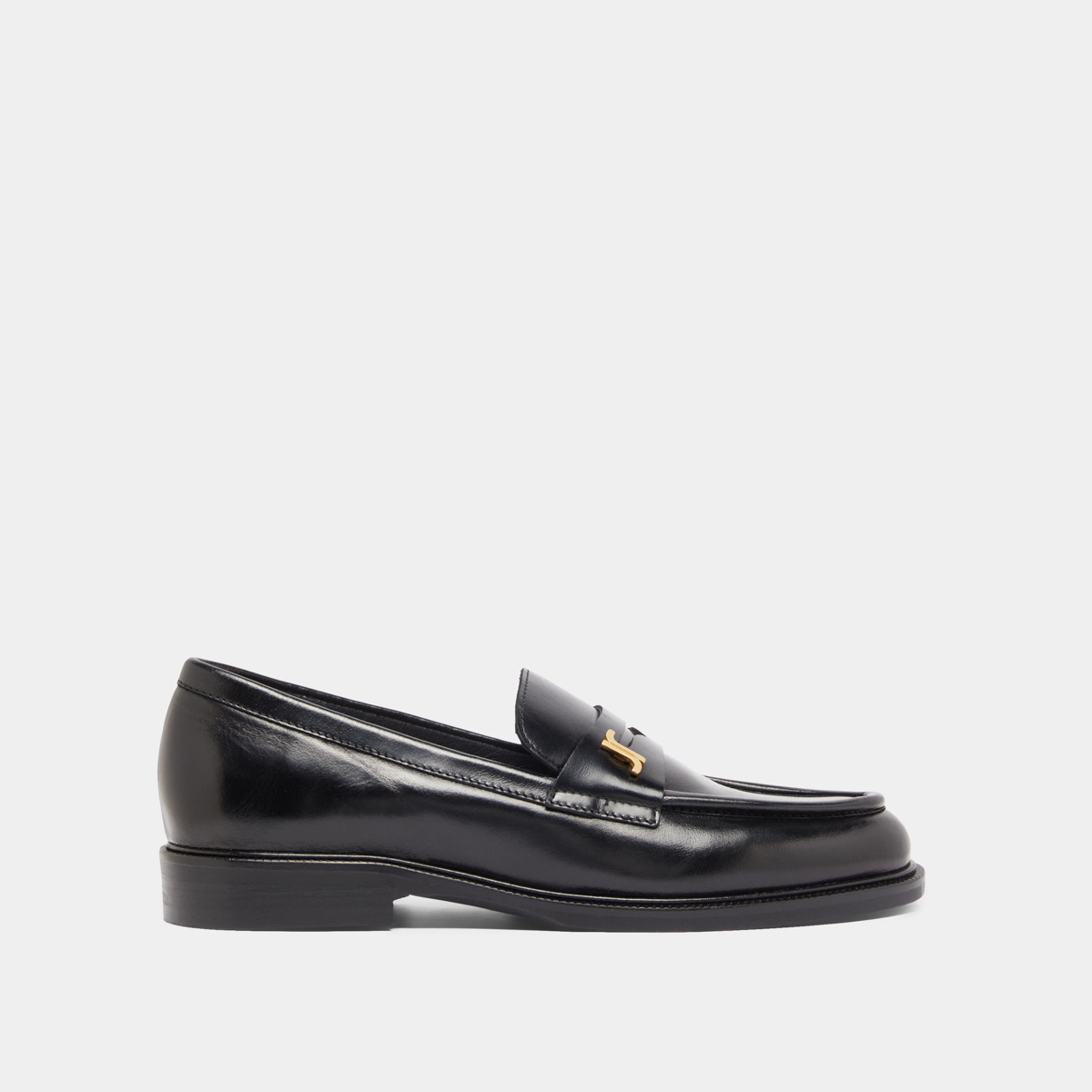 Mocassins à bouts ronds et monogrammes en cuir noir | DUEDI | Jonak