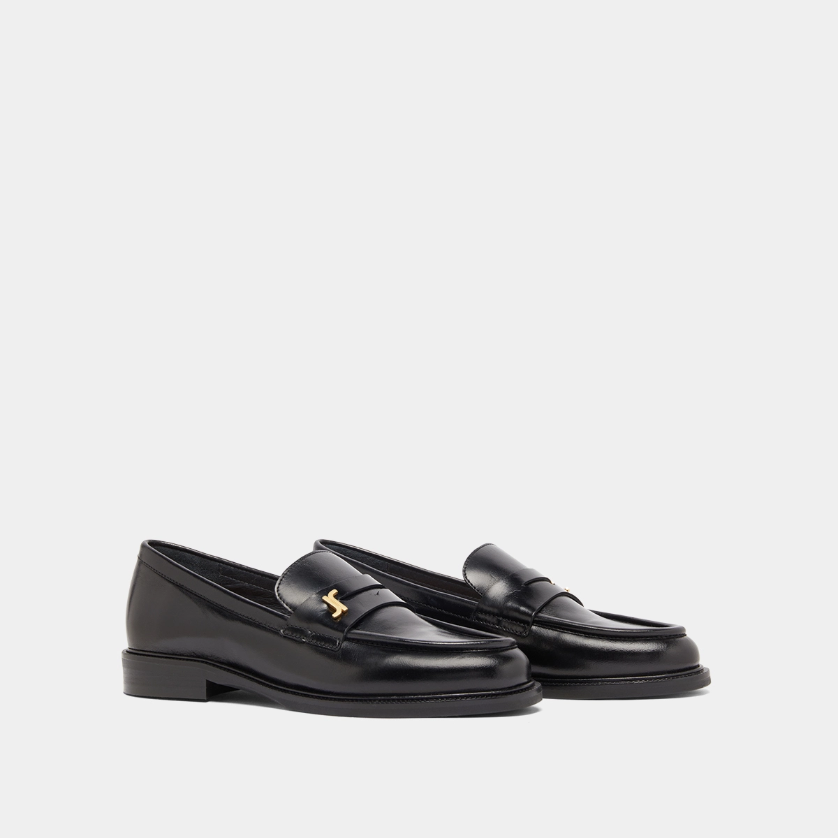 Mocassins à bouts ronds et monogrammes en cuir noir | DUEDI | Jonak