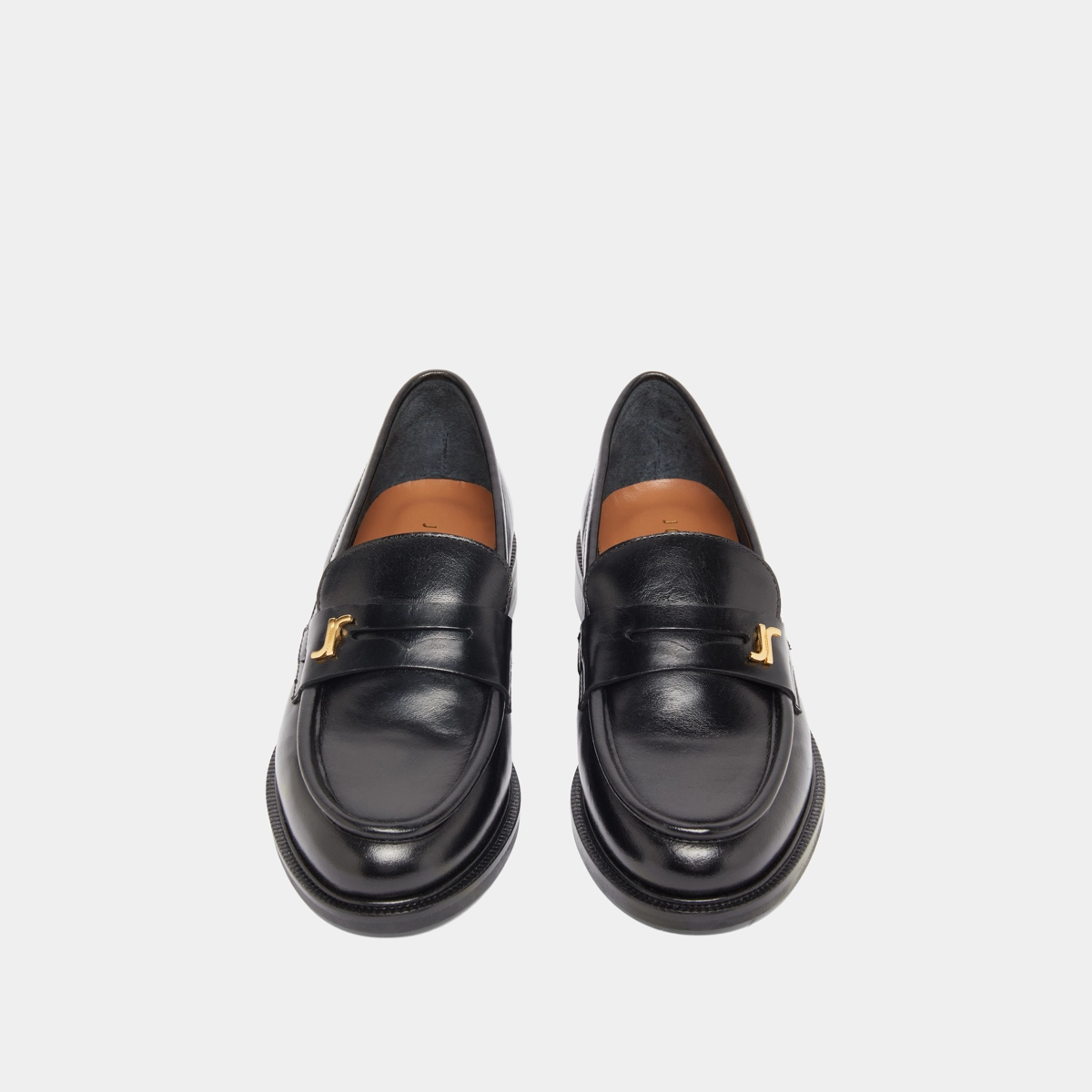 Mocassins à bouts ronds et monogrammes en cuir noir | DUEDI | Jonak