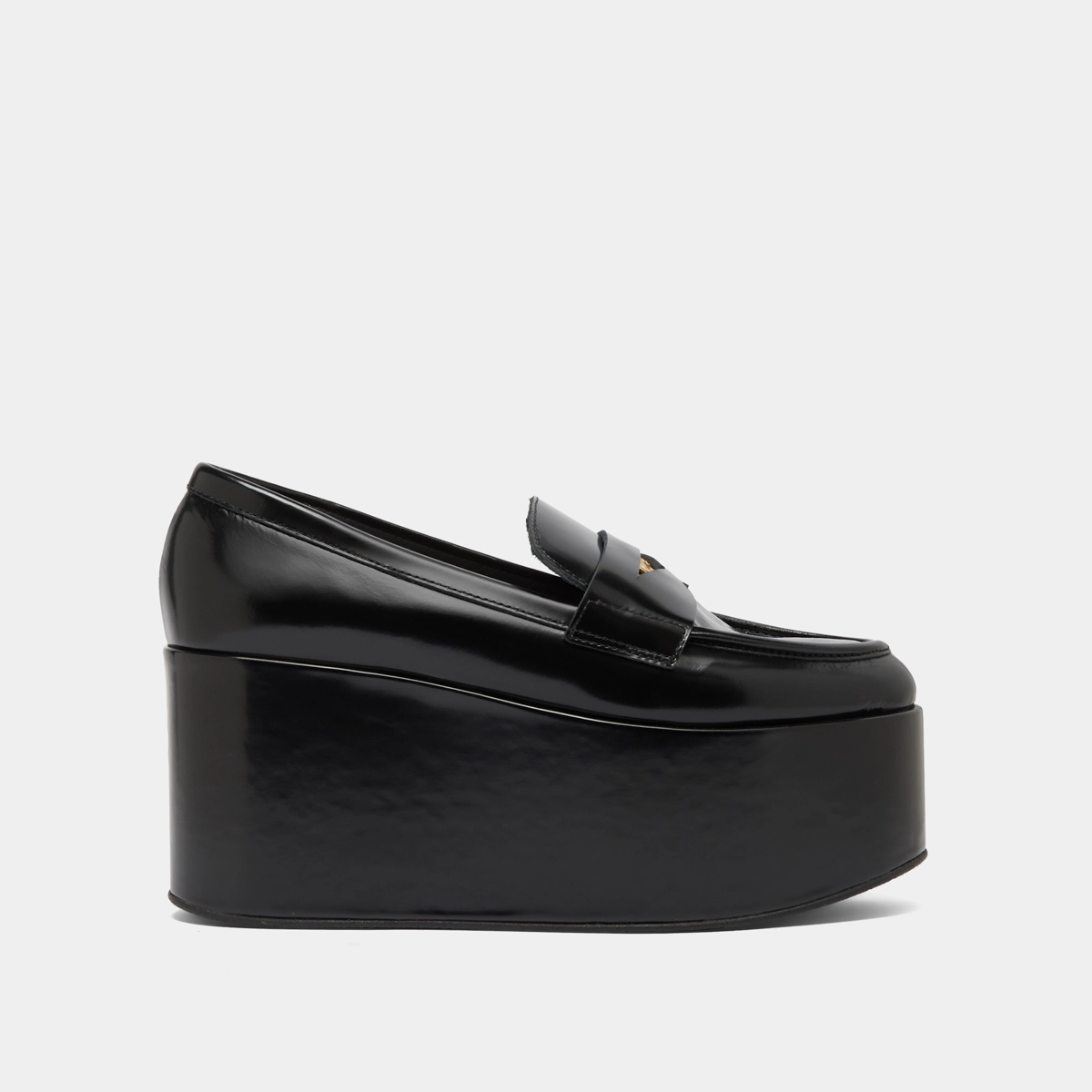 Mocassins &agrave; plateformes en cuir glac&eacute; noir | DOPO | Jonak