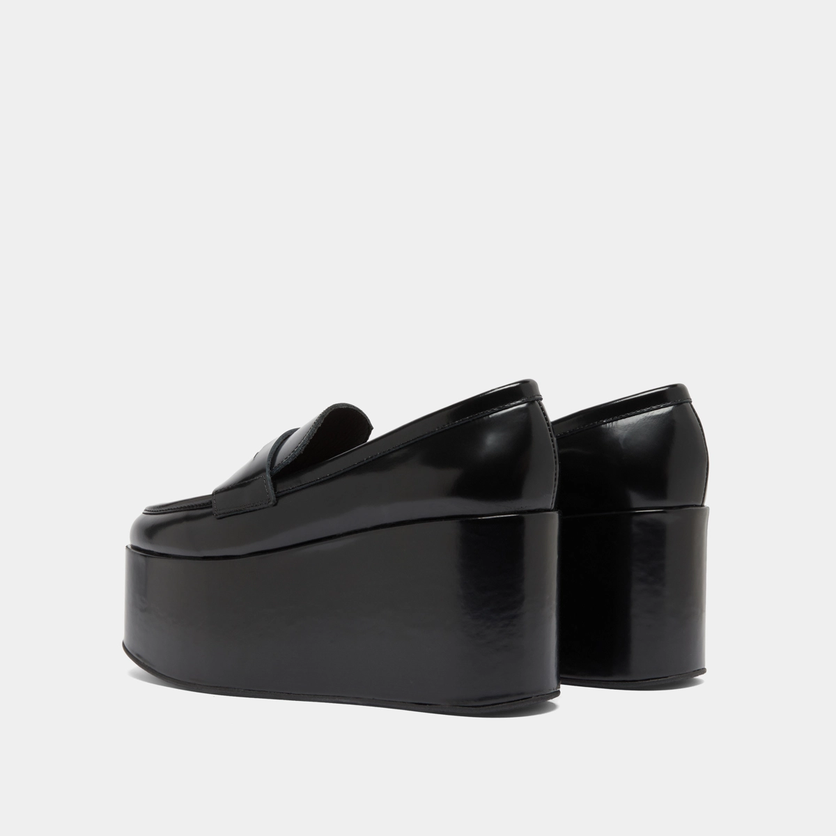 Mocassins &agrave; plateformes en cuir glac&eacute; noir | DOPO | Jonak