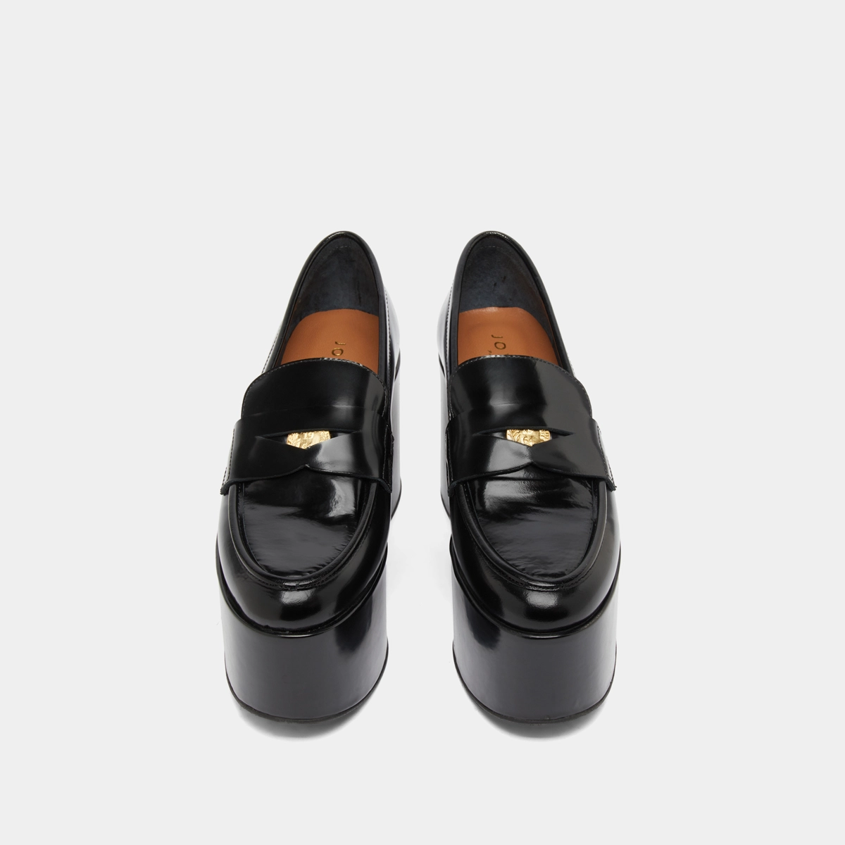 Mocassins &agrave; plateformes en cuir glac&eacute; noir | DOPO | Jonak