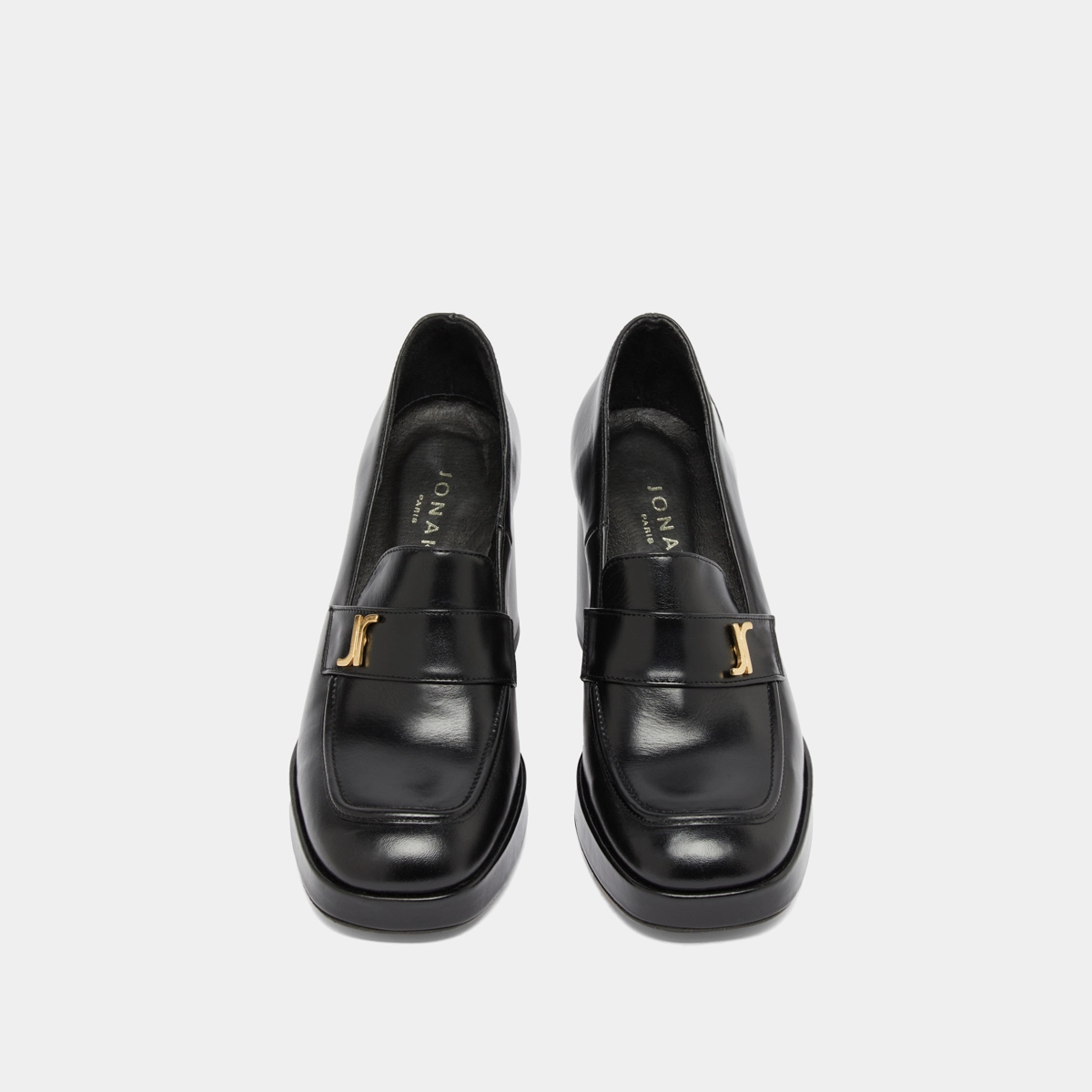 Mocassins avec monogramme en cuir noir | VIOLON | Jonak