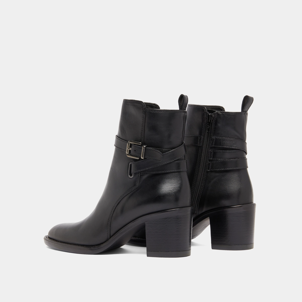 Bottines à talons et boucles en cuir noir | CAJOU | Jonak