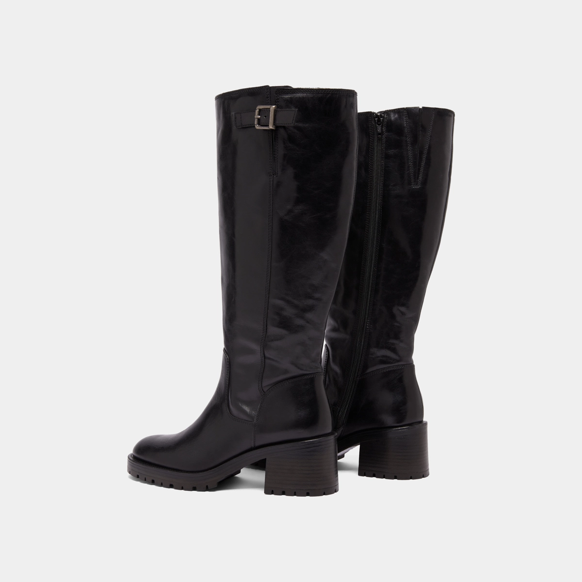 Bottes &agrave; semelles crant&eacute;es en cuir noir | CECILIEN | Jonak