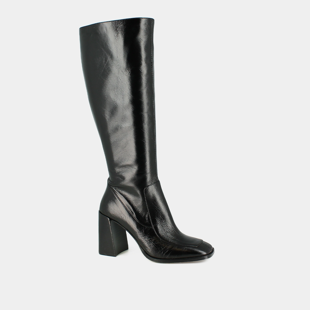 Bottes hautes &agrave; bouts carr&eacute;s en cuir vieilli noir taille mollet M | VAUBANE | Jonak