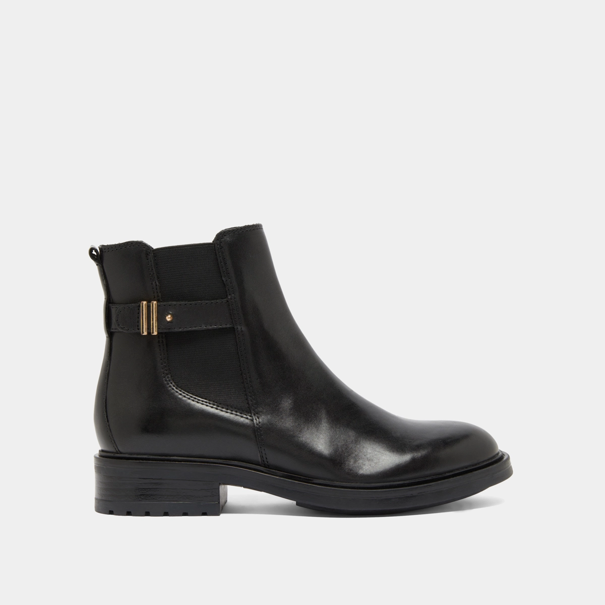 Boots basses &agrave; talons crant&eacute;s en cuir noir | GABIN | Jonak