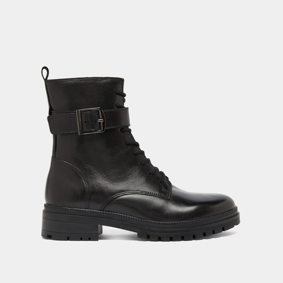 Bottines à lacets et semelles crantées en cuir noir | GIPSY | Jonak