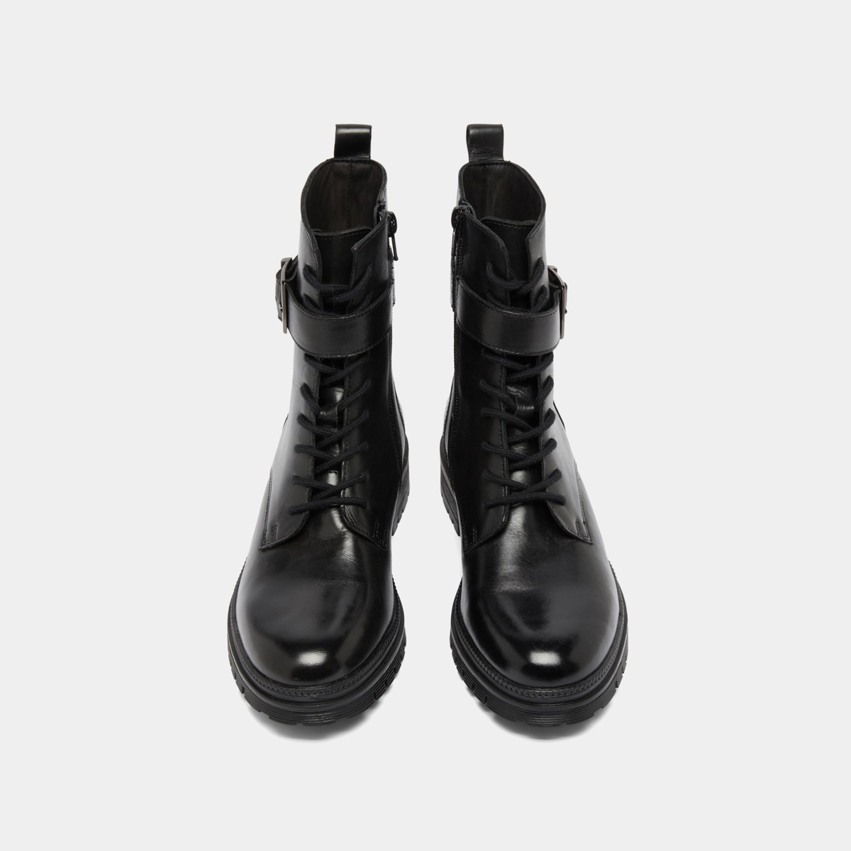 Bottines à lacets et semelles crantées en cuir noir | GIPSY | Jonak