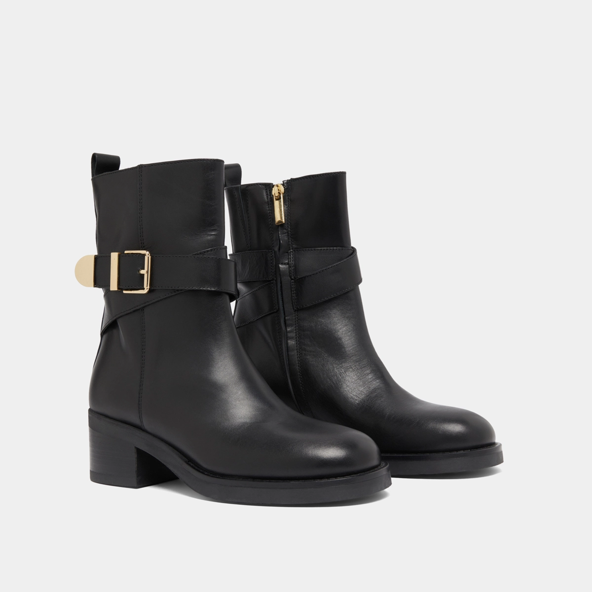 Bottines à boucles en cuir noir | IMA | Jonak