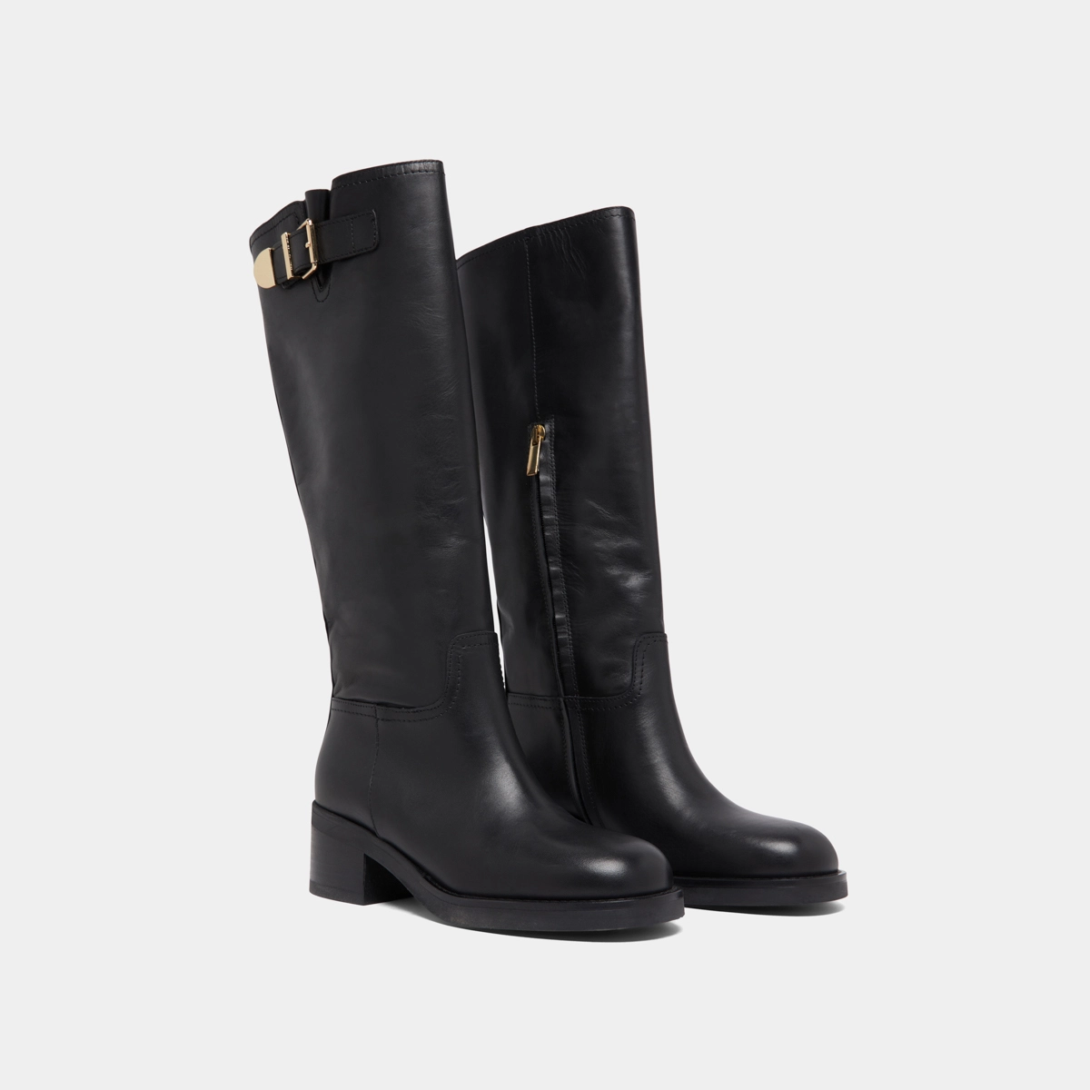Bottes hautes à boucles en cuir noir | IRENA | Jonak