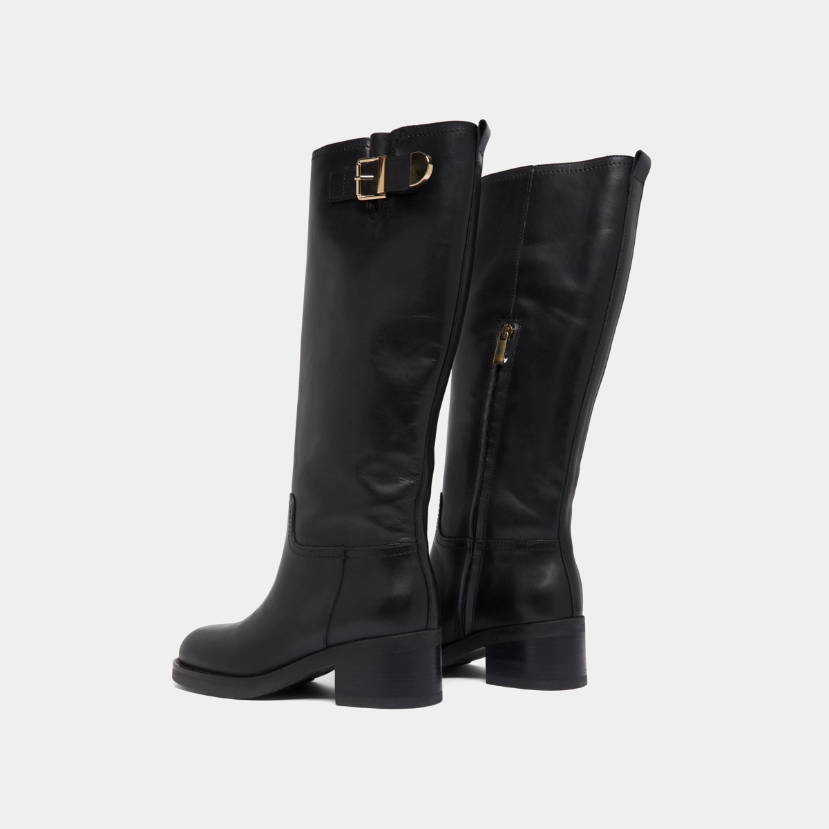 Bottes hautes à boucles en cuir noir | IRENA | Jonak