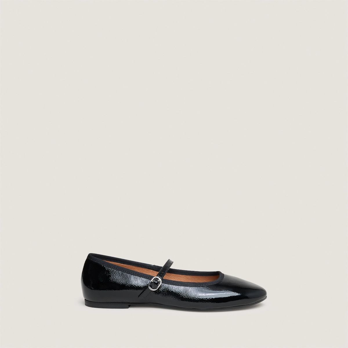 Ballerines à brides en vernis plissé noir | DOUCEUR | Jonak