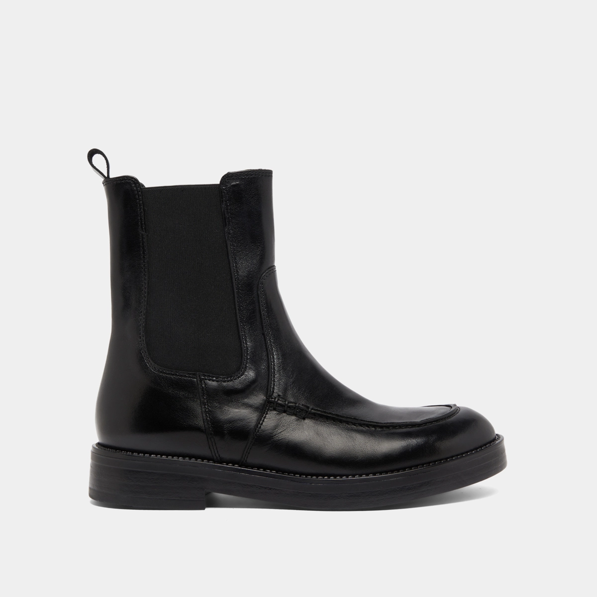 Boots &agrave; &eacute;lastiques larges en cuir noir | ALLAN | Jonak