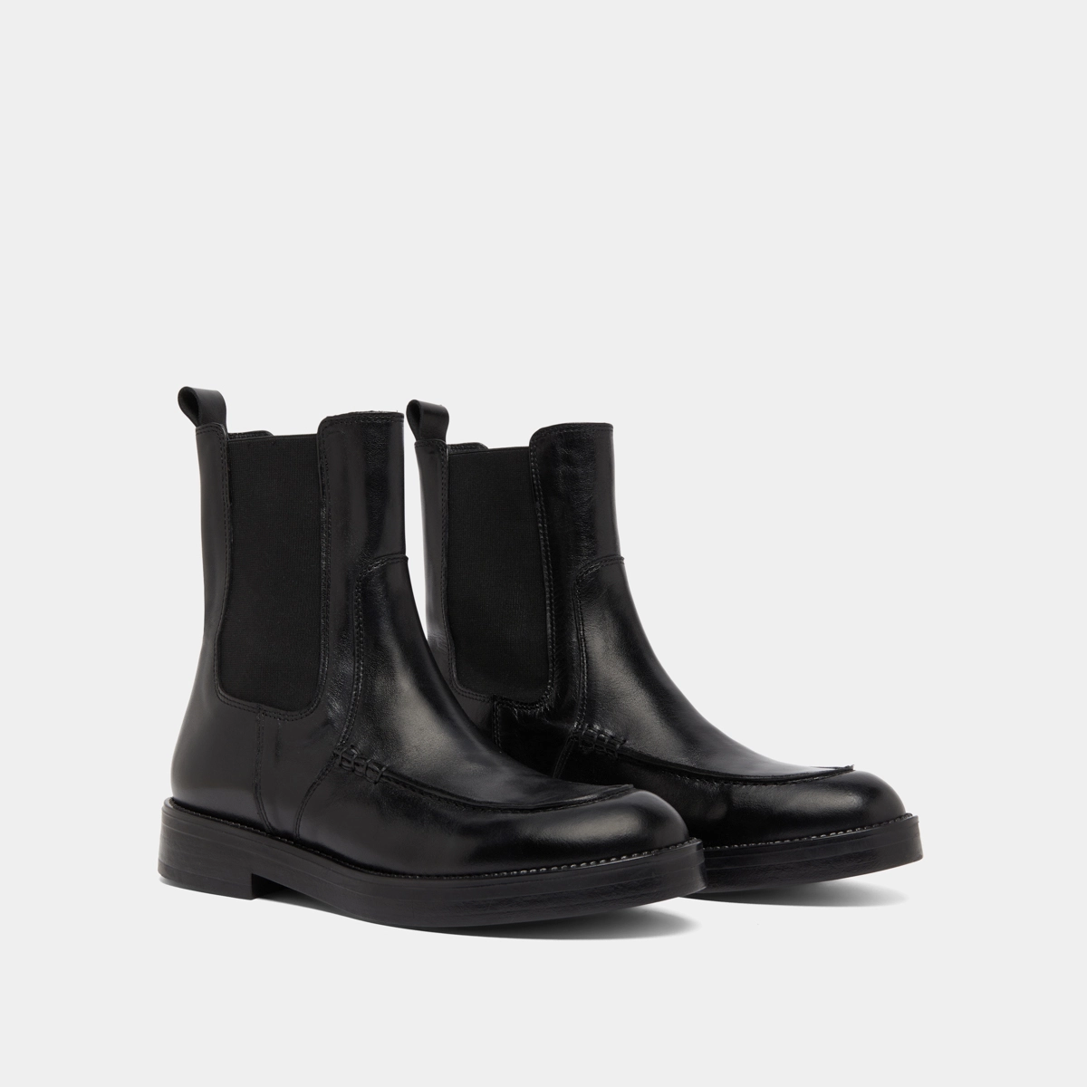 Boots &agrave; &eacute;lastiques larges en cuir noir | ALLAN | Jonak