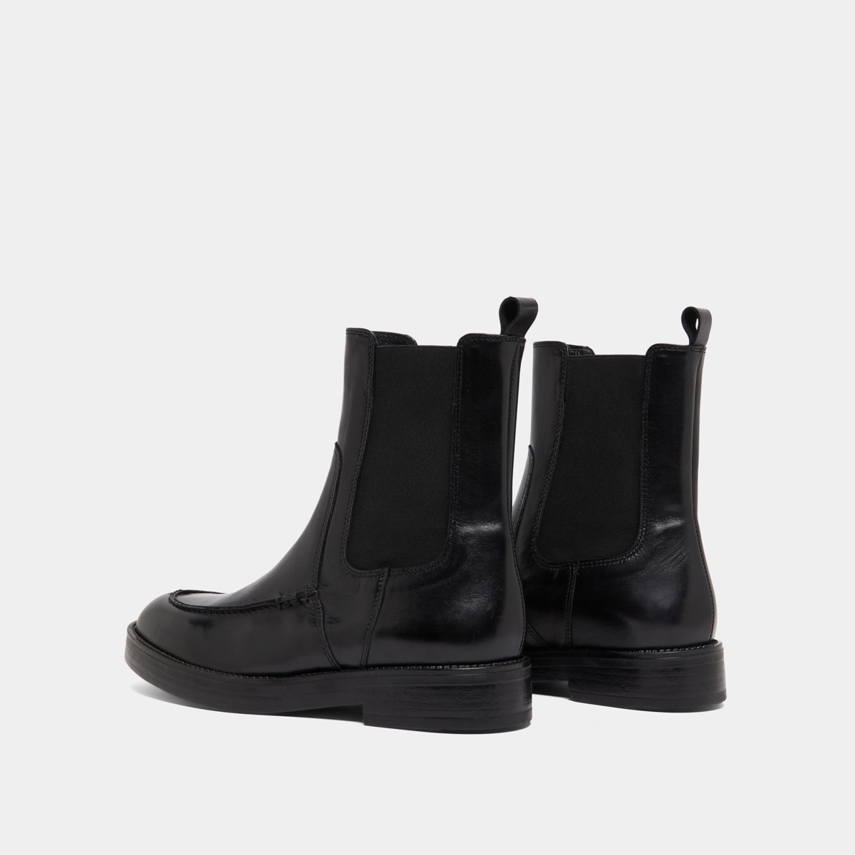Boots &agrave; &eacute;lastiques larges en cuir noir | ALLAN | Jonak