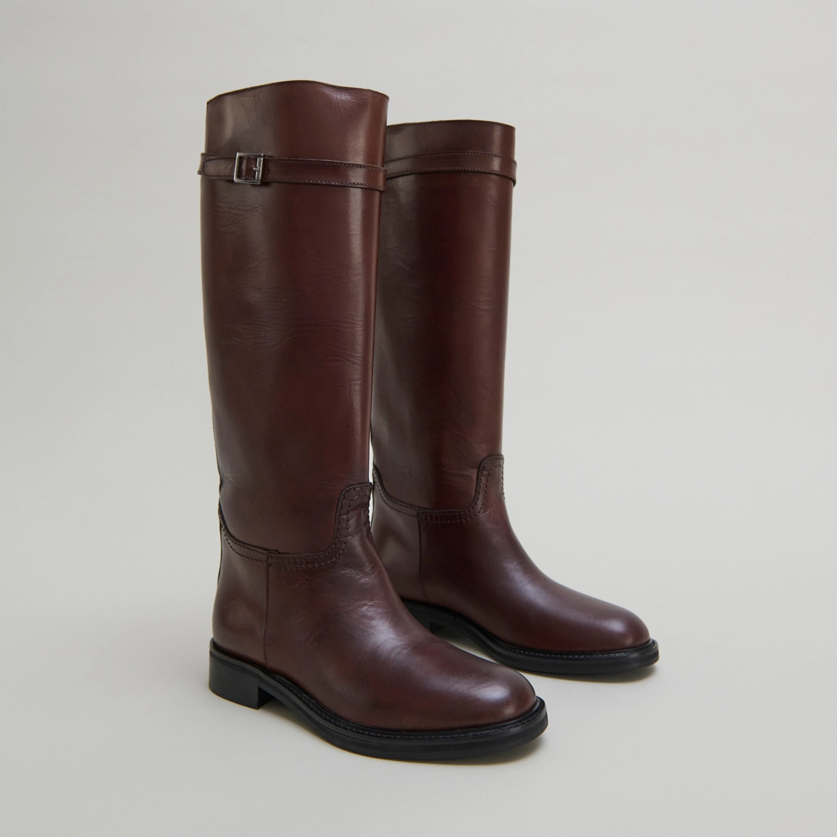 Bottes hautes en cuir patiné cognac | ROMANE | Jonak