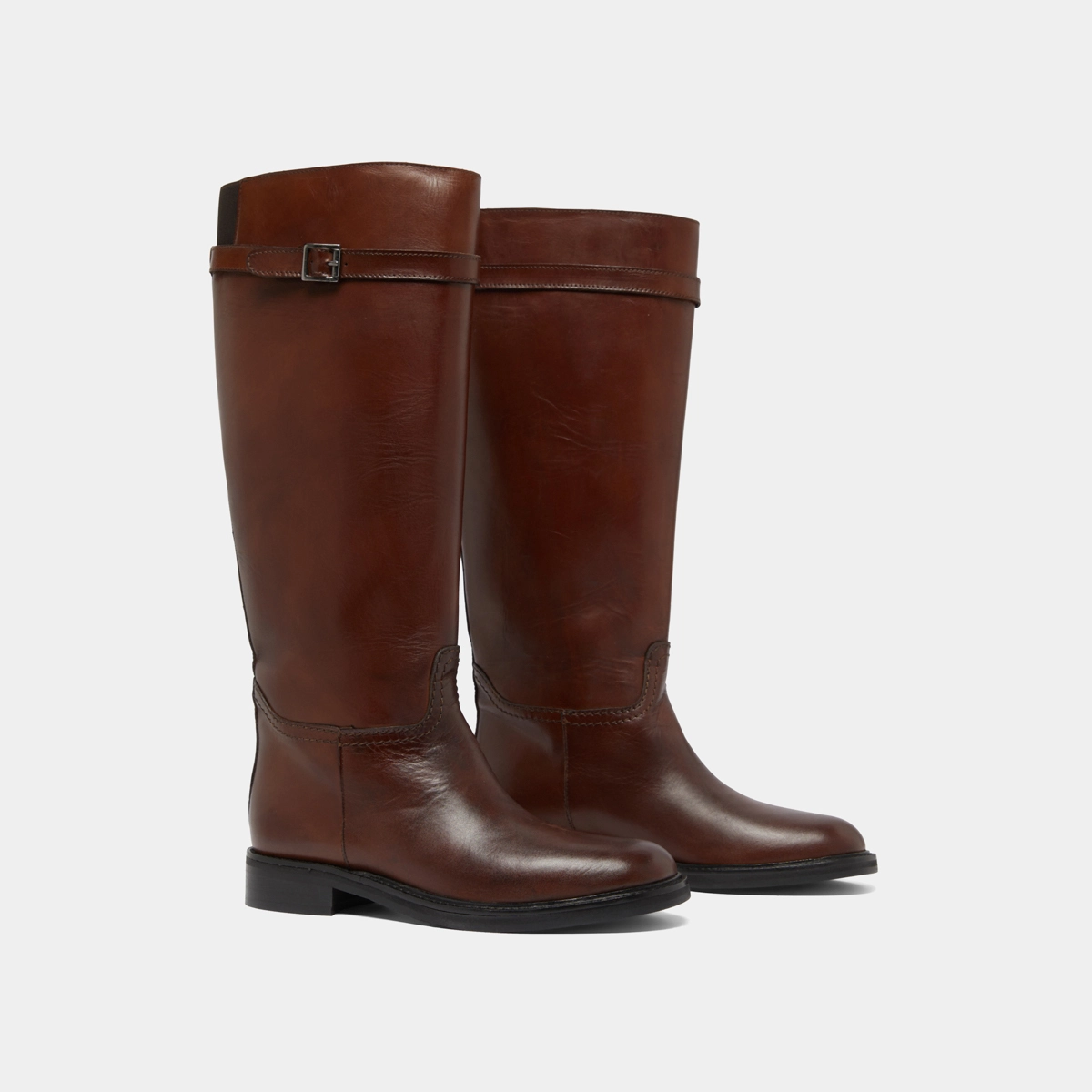 Bottes hautes en cuir patiné cognac | ROMANE | Jonak