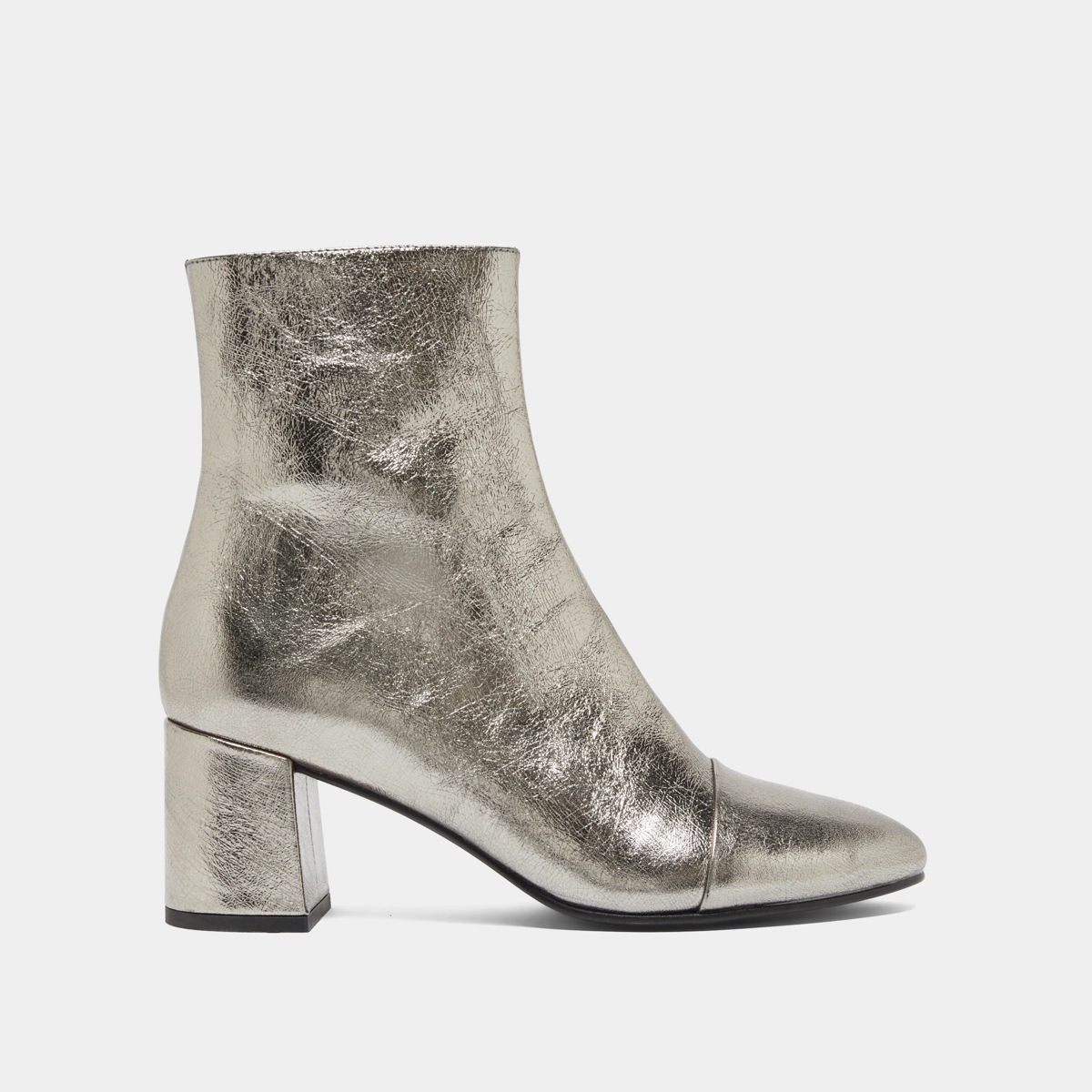 Bottines à talons en cuir métallisé argent foncé | DONIAMA | Jonak