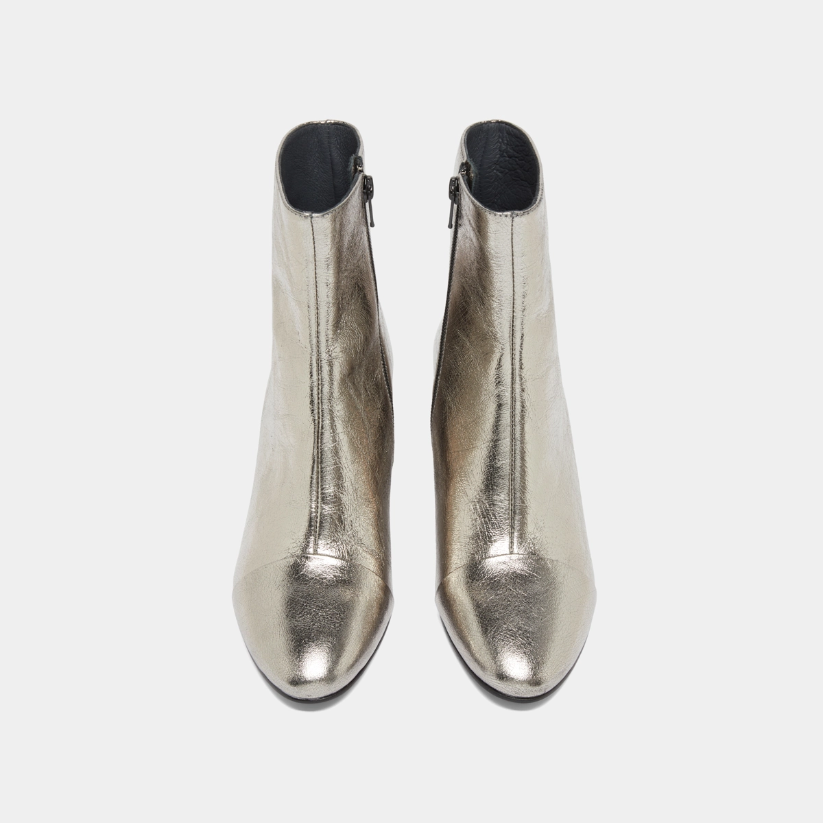 Bottines à talons en cuir métallisé argent foncé | DONIAMA | Jonak