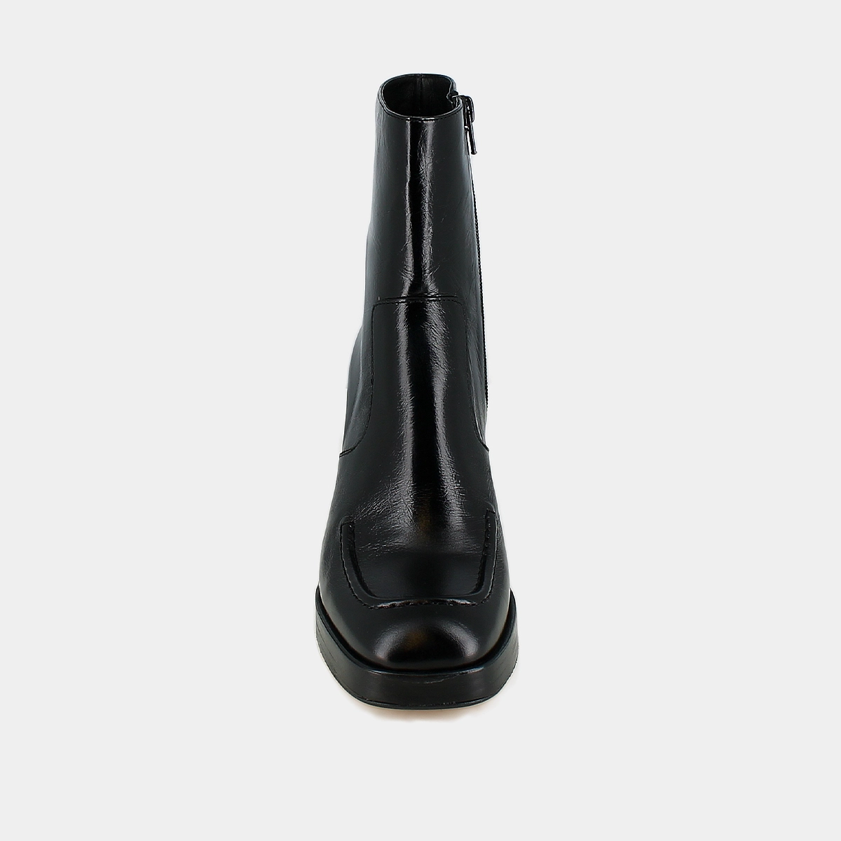 Bottines &agrave; talons et bouts carr&eacute;s en cuir vieilli noir | VERONICA | Jonak