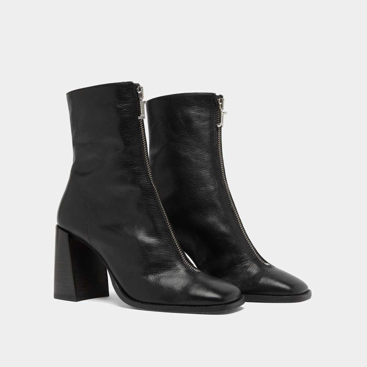 Bottines à talons et fermetures éclairs ... en cuir noir | VANDANA | Jonak