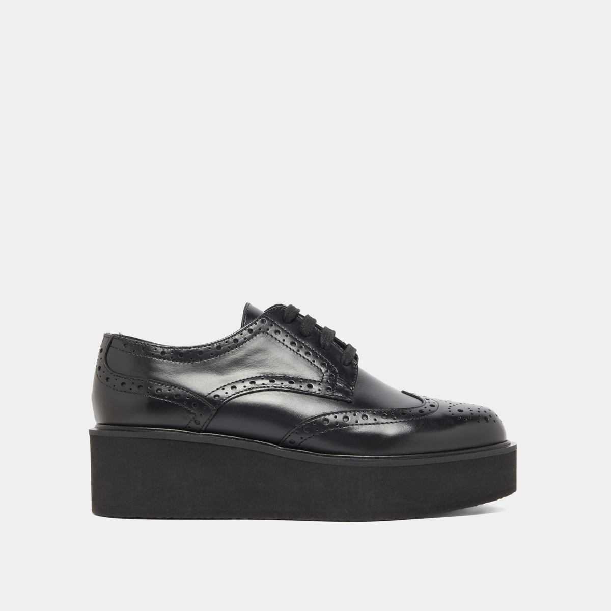 Derbies Compensés En Cuir Verni Noir - Marque Crult, Pointure 39, état Proche Du Neuf