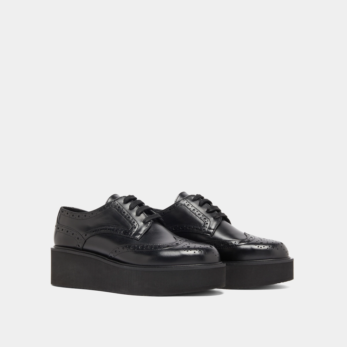 Derbies compens&eacute;es en cuir noir | ADRIELLE | Jonak