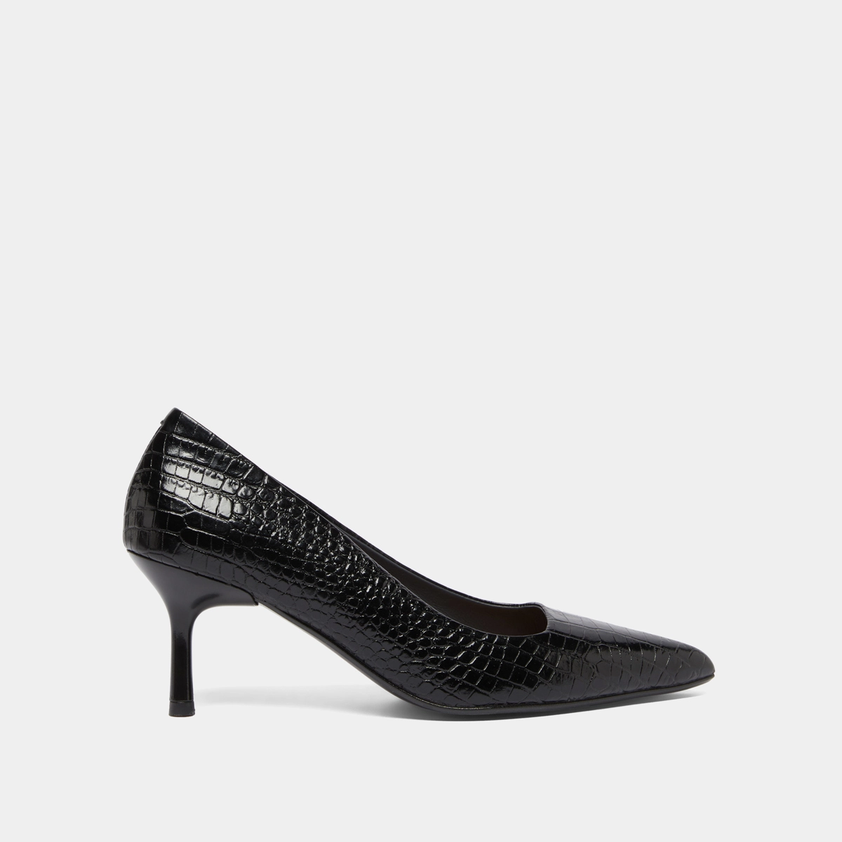 Escarpins &agrave; bouts pointus en cuir reptile noir | DUNDEE | Jonak